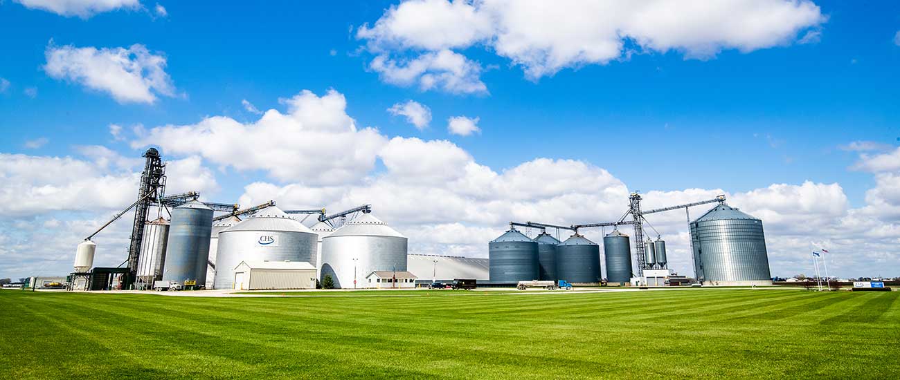 grain elevator with blue sky