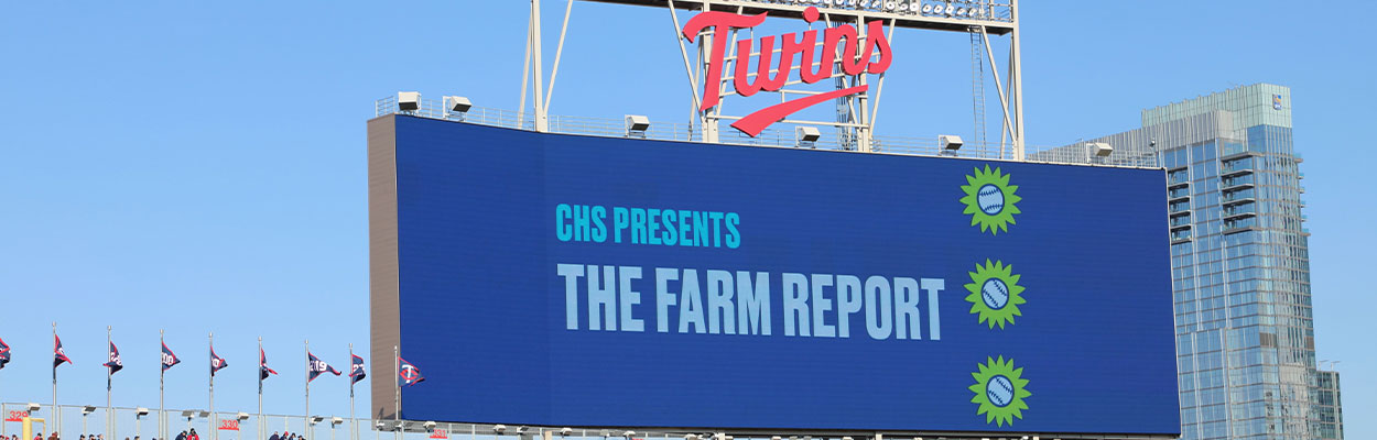 Twins jumbotron featuring a CHS digital banner