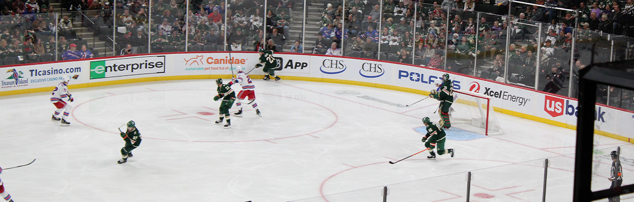 Minnesota Wild players on ice