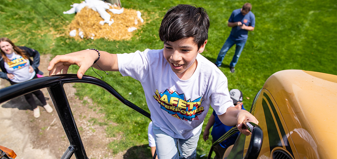 Young child climbing steps