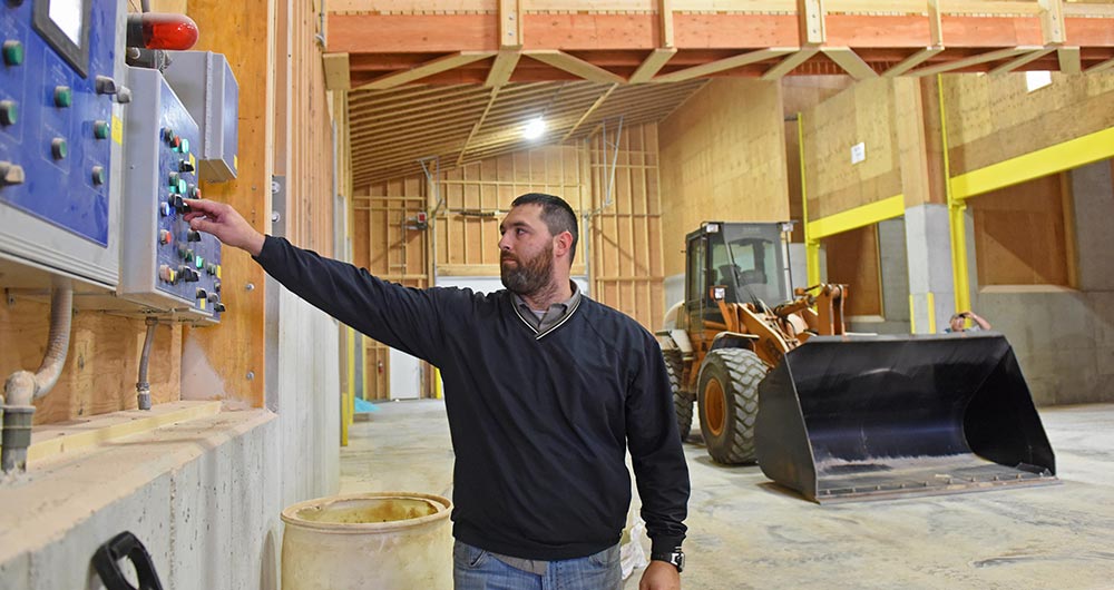 Worker at an agronomy warehouse