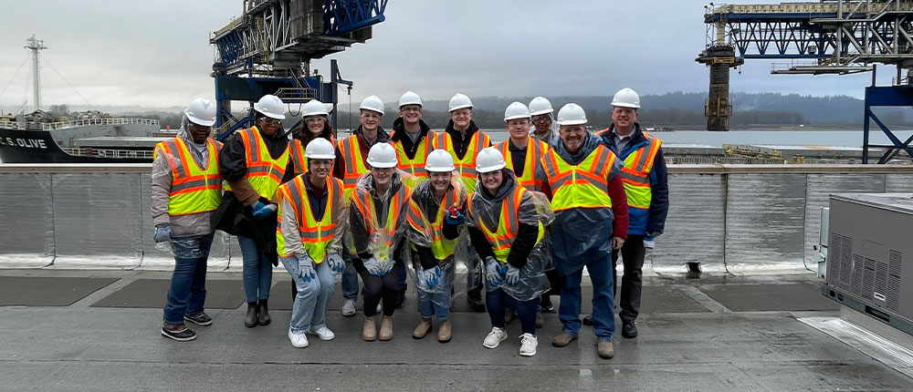 Iowa State University students at TEMCO grain export terminal in Kalama, Washington